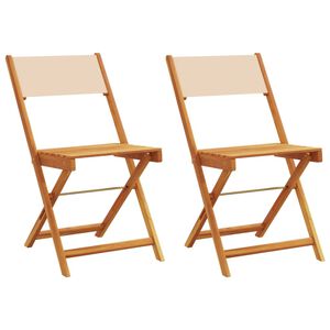 vidaXL Opklapbare stoelen, 2 stuks, beige, massief acaciahout en stof.