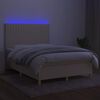 vidaXL Boxspring met matras en LED stof cr&egrave;mekleurig 140x190 cm