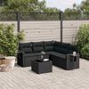 vidaXL 6-delige Loungeset met kussens poly rattan zwart