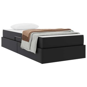vidaXL Opslag bed met matras met opslag 2 st Zwart Leer