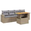 vidaXL 5-delige Loungeset met kussens poly rattan beige