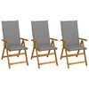 vidaXL Inklapbare stoelen 3 st met kussens massief acaciahout