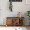 vidaXL Halbank met kussen met opslag Oudhout 100 x 38 x 46 cm