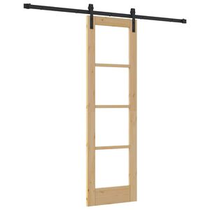 vidaXL Schuifdeur ORKDAL Natuurlijk en Zwart 61 x 198,5 cm
