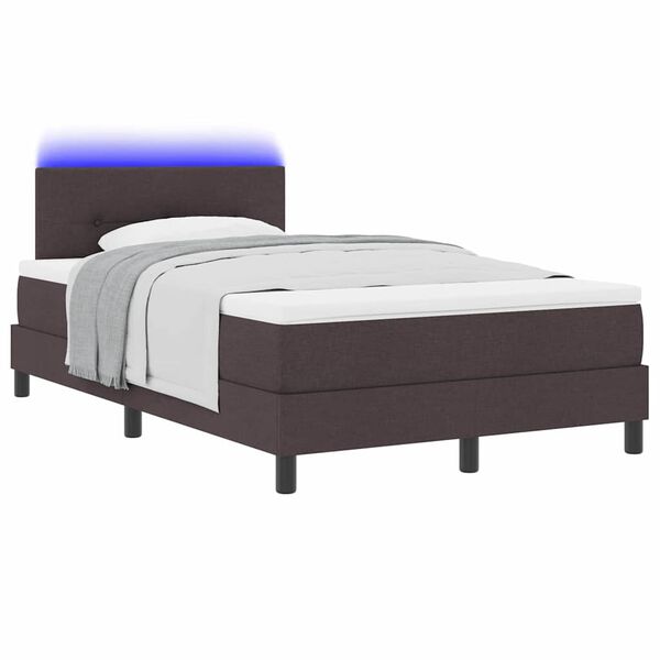 vidaXL Boxspring bed met matras met LED Donkerbruin 120 x 200 cm Stof