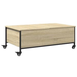 vidaXL Salontafel met&nbsp;wielen 91x55x34 cm bewerkt&nbsp;hout sonoma eiken