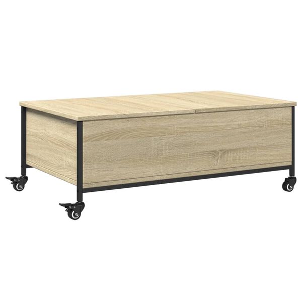 vidaXL Salontafel met wielen 91x55x34 cm bewerkt hout sonoma eiken