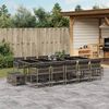 vidaXL 15-delige Tuinset met kussens poly rattan grijs