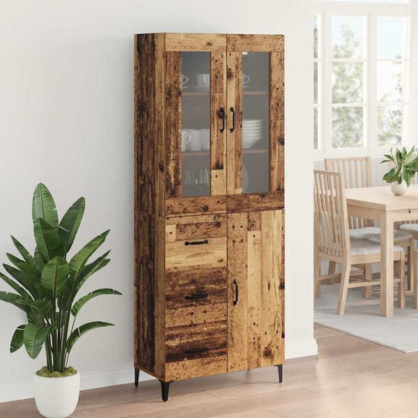vidaXL Highboard met lade Oud Hout 69,5 x 34 x 180 cm Bewerkt hout