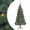 vidaXL Kunstmatige Voorverlichte Kerstboom met Ballen Set Groen 150 cm