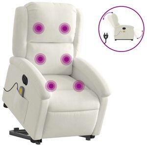 vidaXL Sta-op-massagestoel elektrisch verstelbaar fluweel cr&egrave;mekleurig