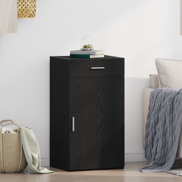 vidaXL Dressoir met lade Zwart Eiken 50 x 42,5 x 93 cm