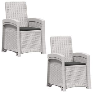 vidaXL Ligstoel in rietenlook 2 pcs Wit en antracietkleurig PP
