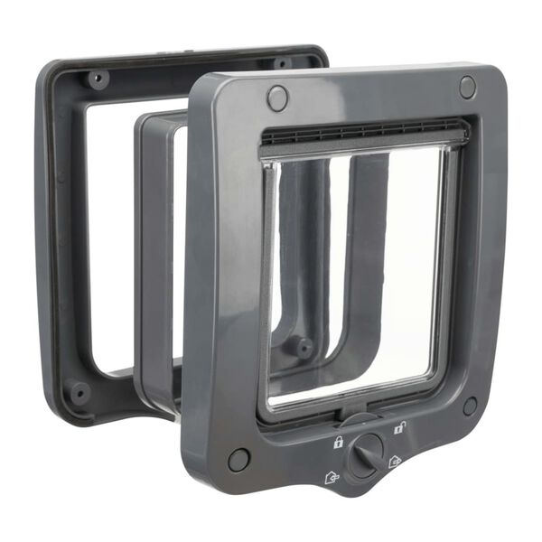 TRIXIE Kattenluik met 2 tunnels en 4 standen grijs