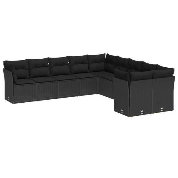 vidaXL Tuin Sofa Set met kussen 13 pcs Zwart poly rattan