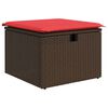 vidaXL Bankstel met kussen met opslag 6 pcs Bruin en Rood poly rattan