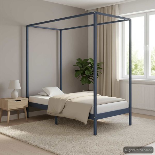 vidaXL Hemelbedframe massief grenenhout grijs 90x200 cm