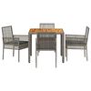 vidaXL Tuin eettafelset 5 pcs Grijs poly rattan