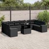 vidaXL 11-delige Loungeset met kussens poly rattan zwart