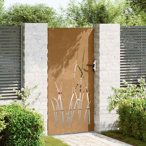 vidaXL Poort 85x200 cm grasontwerp cortenstaal