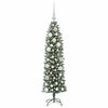 vidaXL Kunstmatige slanke kerstboom met 150 LED Groen en wit 120 cm
