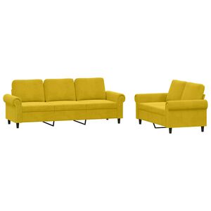 vidaXL 2-delige Loungeset met kussens fluweel geel