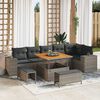 vidaXL Tuin Sofa Set 9 pcs Grijs poly rattan