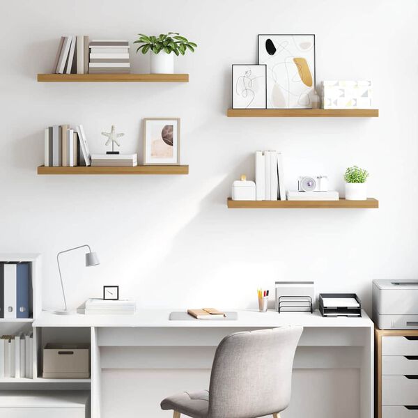 vidaXL Wandplank met opslag 4 pcs Bruin 80 x 23,5 x 4 cm Bewerkt hout