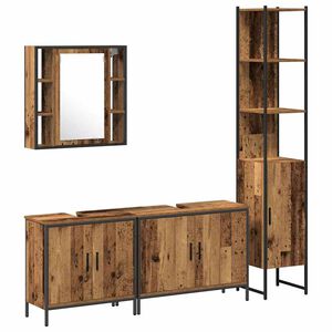 vidaXL Badkamermeubelset met plank met opslag 4 pcs Bruin Bewerkt hout