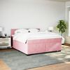 vidaXL Boxspring met matras fluweel roze 180x200 cm