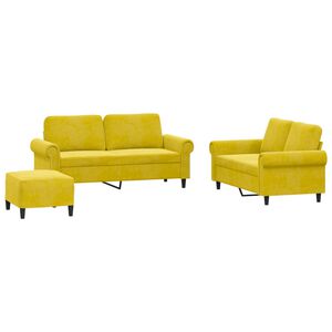 vidaXL 3-delige Loungeset met kussens fluweel geel