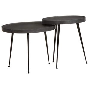 vidaXL Salontafel 2 stuks Zwart bewerkt hout