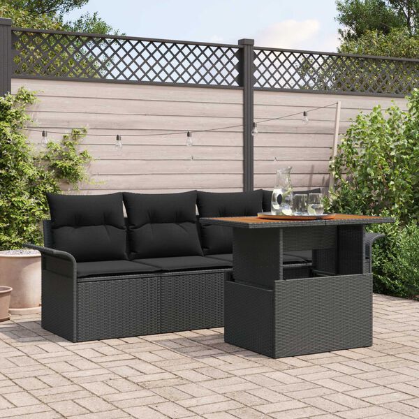 vidaXL Tuin Sofa Set met kussen 5 pcs Zwart