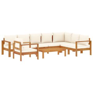 vidaXL 6-delige Loungeset met kussens massief acaciahout