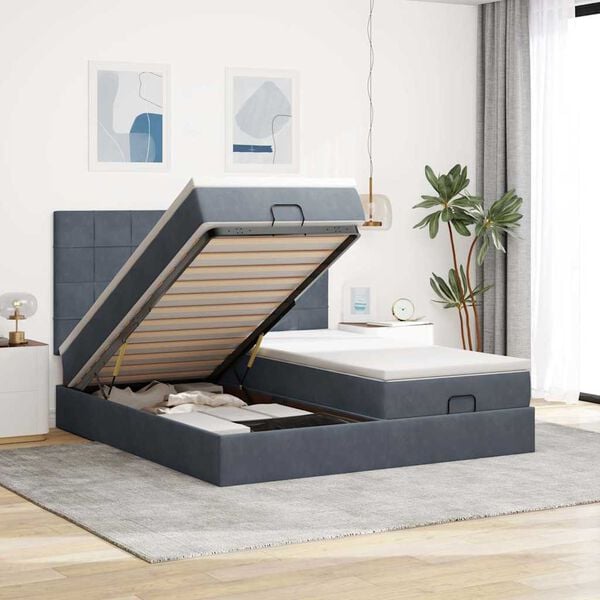 vidaXL Ottoman bed met matrassen en LED's 160x200cm fluweel