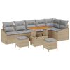 vidaXL Tuinbankenset met kussen 9 pcs Beige poly rattan
