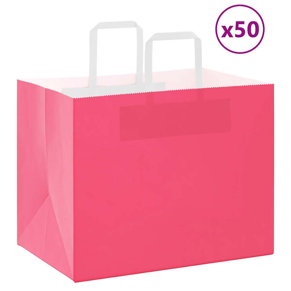 vidaXL Papieren zakken 50 st met hengsels 32x22x24 cm roze