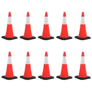 vidaXL Verkeerskegels met zware basis 10 st reflecterend 75 cm