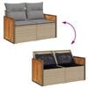 vidaXL Tuinbank 2-zits met kussens poly rattan beige