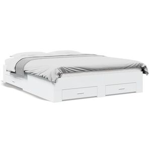 vidaXL Bedframe met lades bewerkt hout wit 140x200 cm