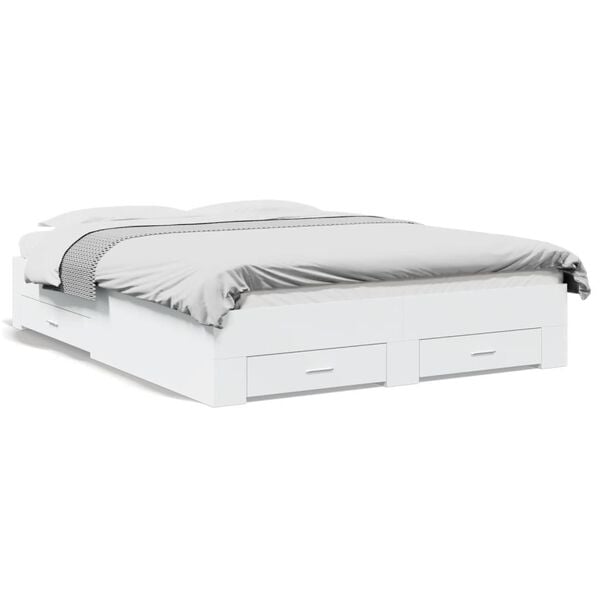 vidaXL Bedframe met lades bewerkt hout wit 140x200 cm