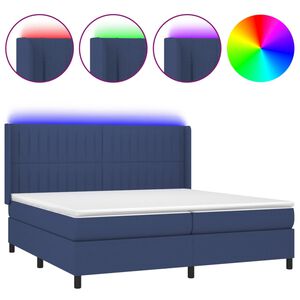 vidaXL Boxspring met matras en LED stof blauw 200x200 cm
