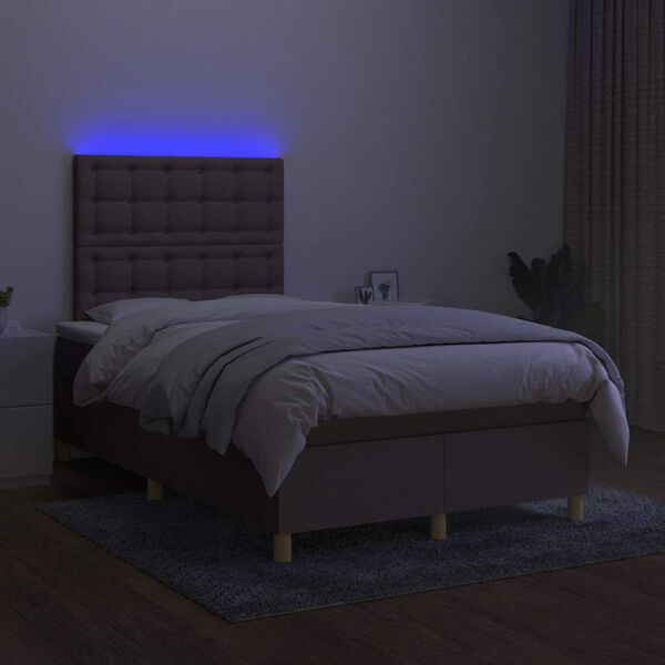 vidaXL Boxspring met matras en LED stof taupe 120x190 cm