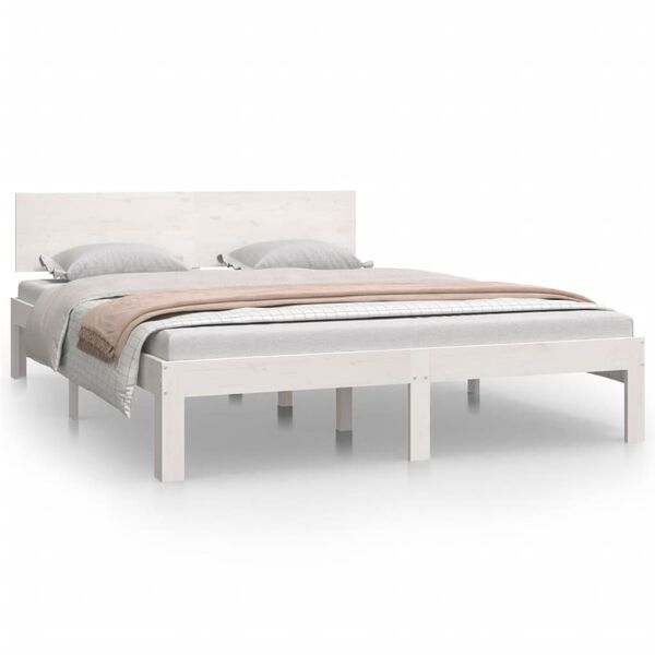vidaXL Bedframe massief grenenhout wit 140x200 cm