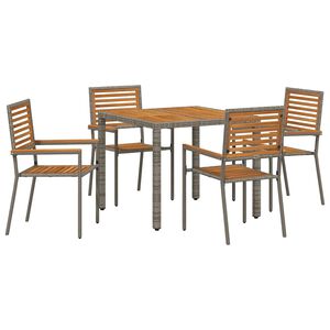 vidaXL Tuin eettafelset 5 pcs Grijs en Bruin poly rattan
