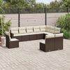 vidaXL 10-delige Loungeset met kussens poly rattan bruin