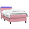 vidaXL Boxspring met matras en LED fluweel roze 90x210 cm
