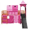 vidaXL Kinderhoogslaper met toren 80x200 cm massief grenenhout roze