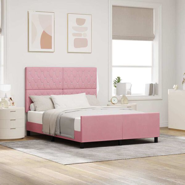 vidaXL Boxspringbed met hoofdeinde Roze 140 x 200 cm Fluweel