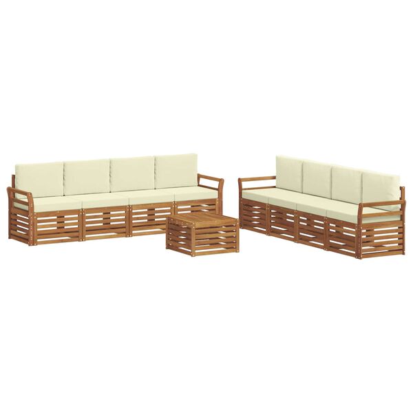 vidaXL Sofa-Sets 9 pcs Natuurlijk en Cr&egrave;me Massief Acaciahout
